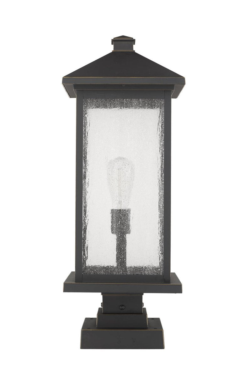 Lanterne extérieure sur socle Portland - Bronze huilé 8" 17" by Z-Lite | Luminaires & cie