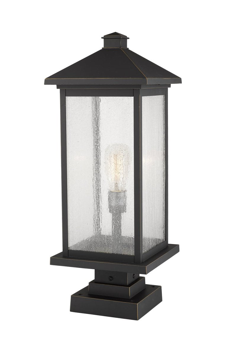 Lanterne extérieure sur socle Portland - Bronze huilé 8" 17" by Z-Lite | Luminaires & cie