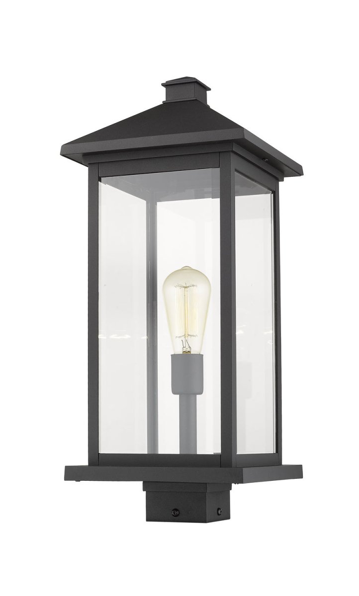 Lanterne extérieure sur socle Portland - Bronze huilé 8" 17" by Z-Lite | Luminaires & cie