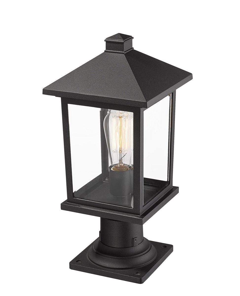 Lanterne extérieure sur socle Portland - Bronze huilé 8" 17" by Z-Lite | Luminaires & cie