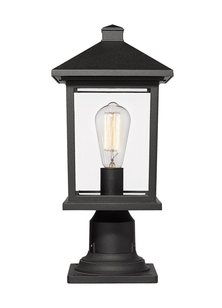 Lanterne extérieure sur socle Portland - Bronze huilé 8" 17" by Z-Lite | Luminaires & cie