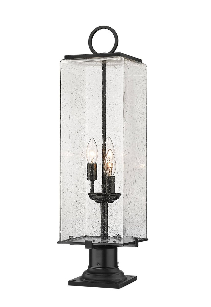 Lanterne extérieure sur socle Sana - Carré Grené transparent 9" by Z-Lite | Luminaires & cie