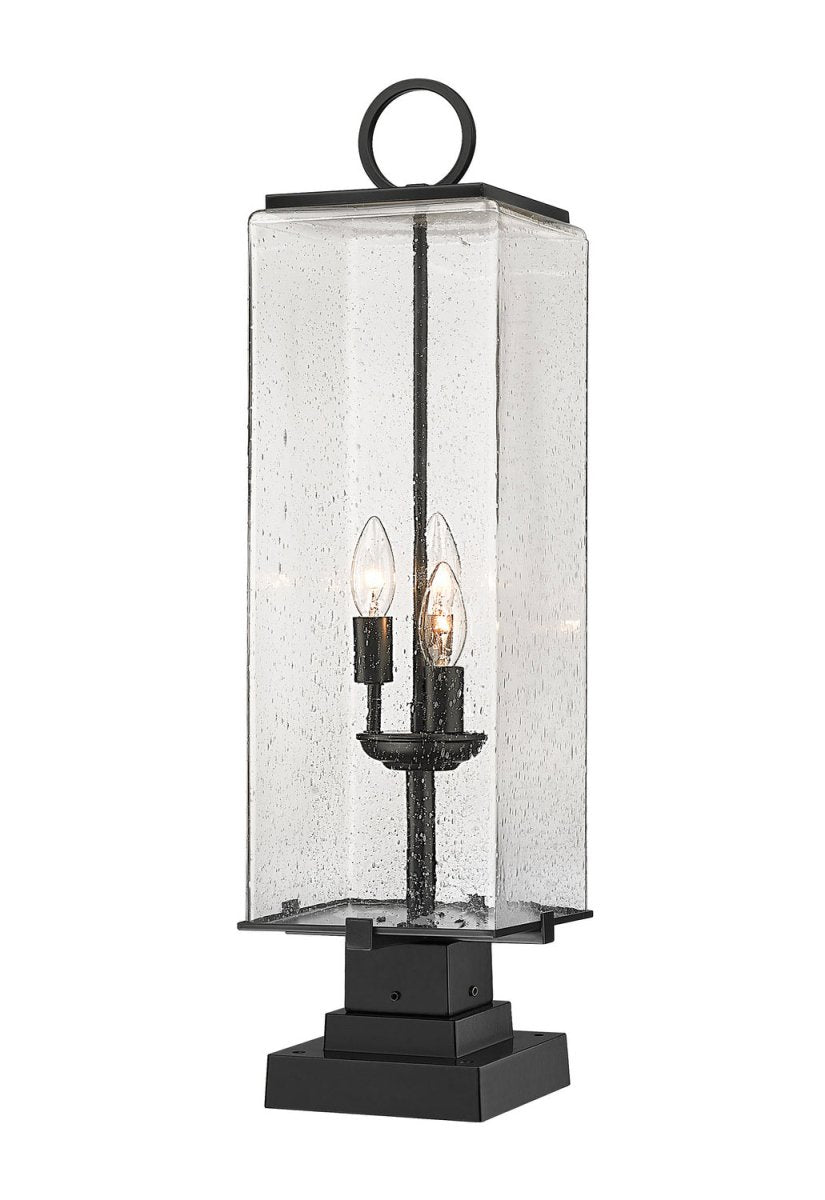 Lanterne extérieure sur socle Sana - Carré décoratif Grené transparent 9" by Z-Lite | Luminaires & cie