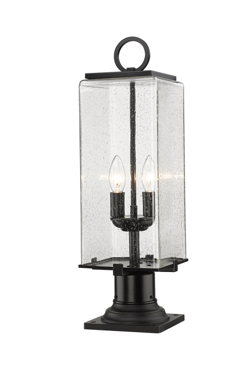 Lanterne extérieure sur socle Sana - Carré Grené transparent 6 3/4" by Z-Lite | Luminaires & cie