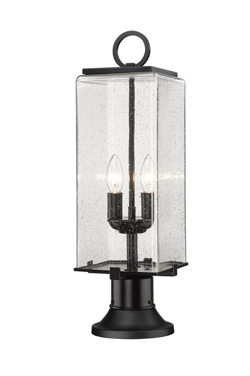 Lanterne extérieure sur socle Sana - Rond Grené transparent 6 3/4" by Z-Lite | Luminaires & cie