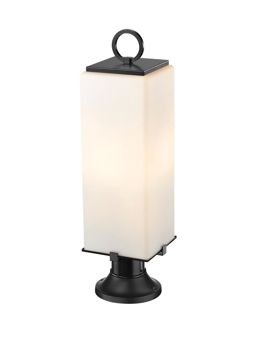 Lanterne extérieure sur socle Sana - Carré décoratif Opale blanc 7" by Z-Lite | Luminaires & cie