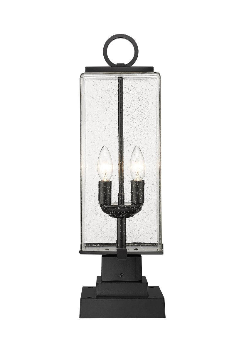 Lanterne extérieure sur socle Sana - Carré décoratif Opale blanc 7" by Z-Lite | Luminaires & cie