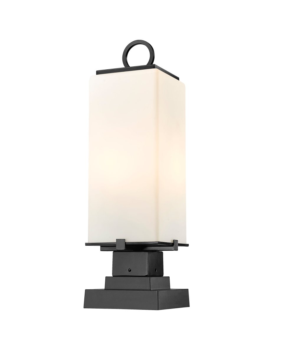 Lanterne extérieure sur socle Sana - Carré décoratif Opale blanc 7" by Z-Lite | Luminaires & cie