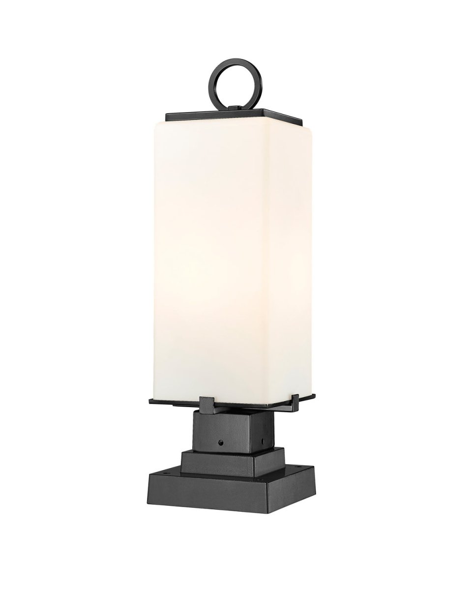 Lanterne extérieure sur socle Sana - Carré décoratif Opale blanc 7" by Z-Lite | Luminaires & cie