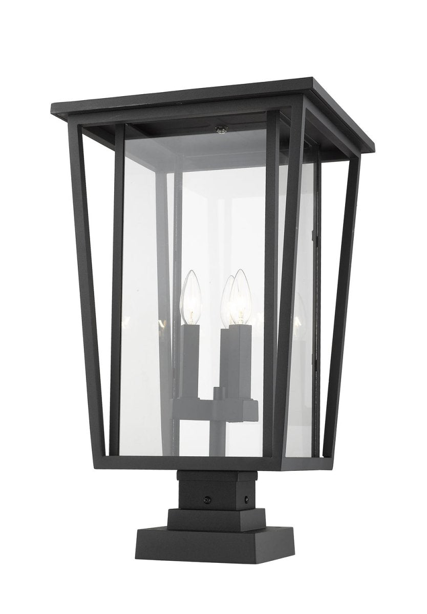 Lanterne extérieure sur socle Seoul - Carré Noir 14" by Z-Lite | Luminaires & cie