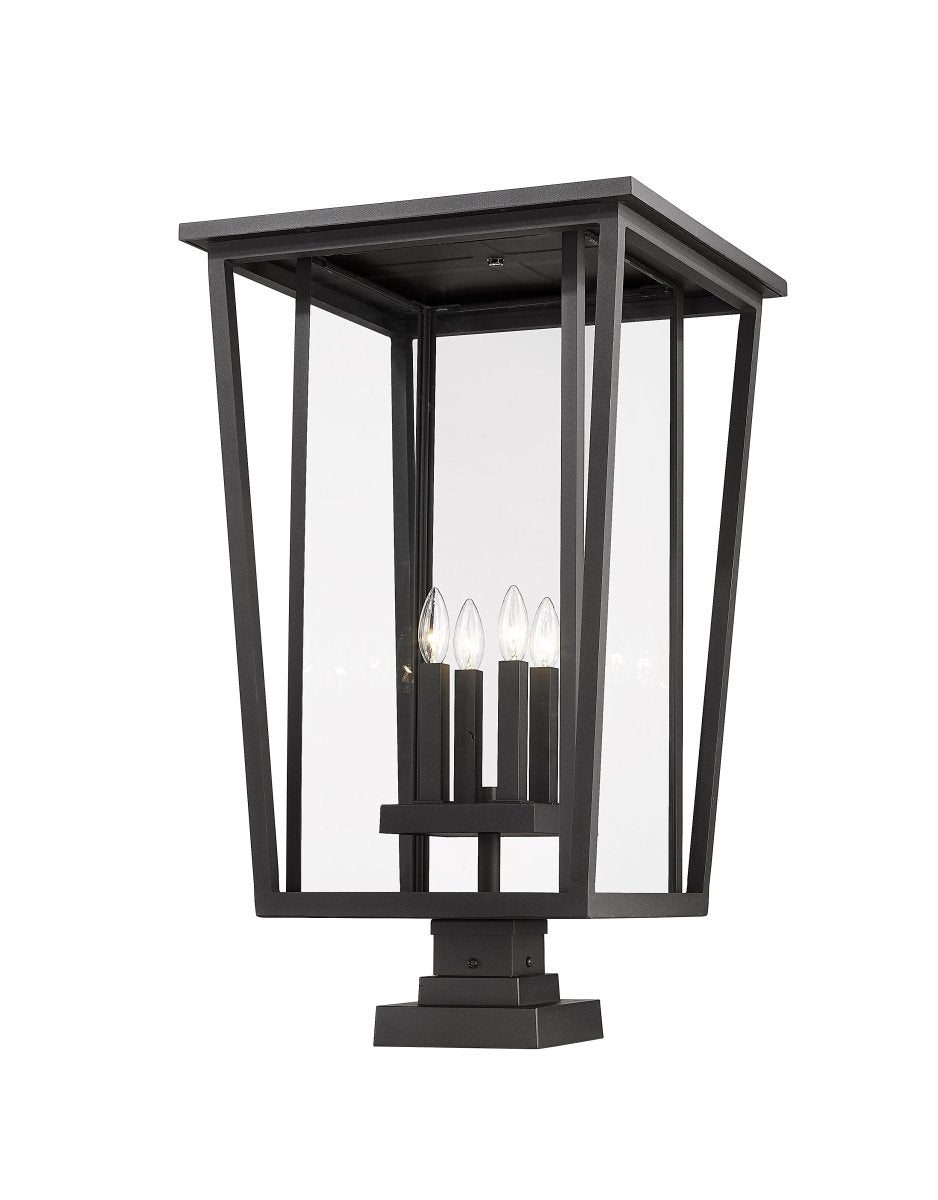 Lanterne extérieure sur socle Seoul - Carré Noir 18" by Z-Lite | Luminaires & cie