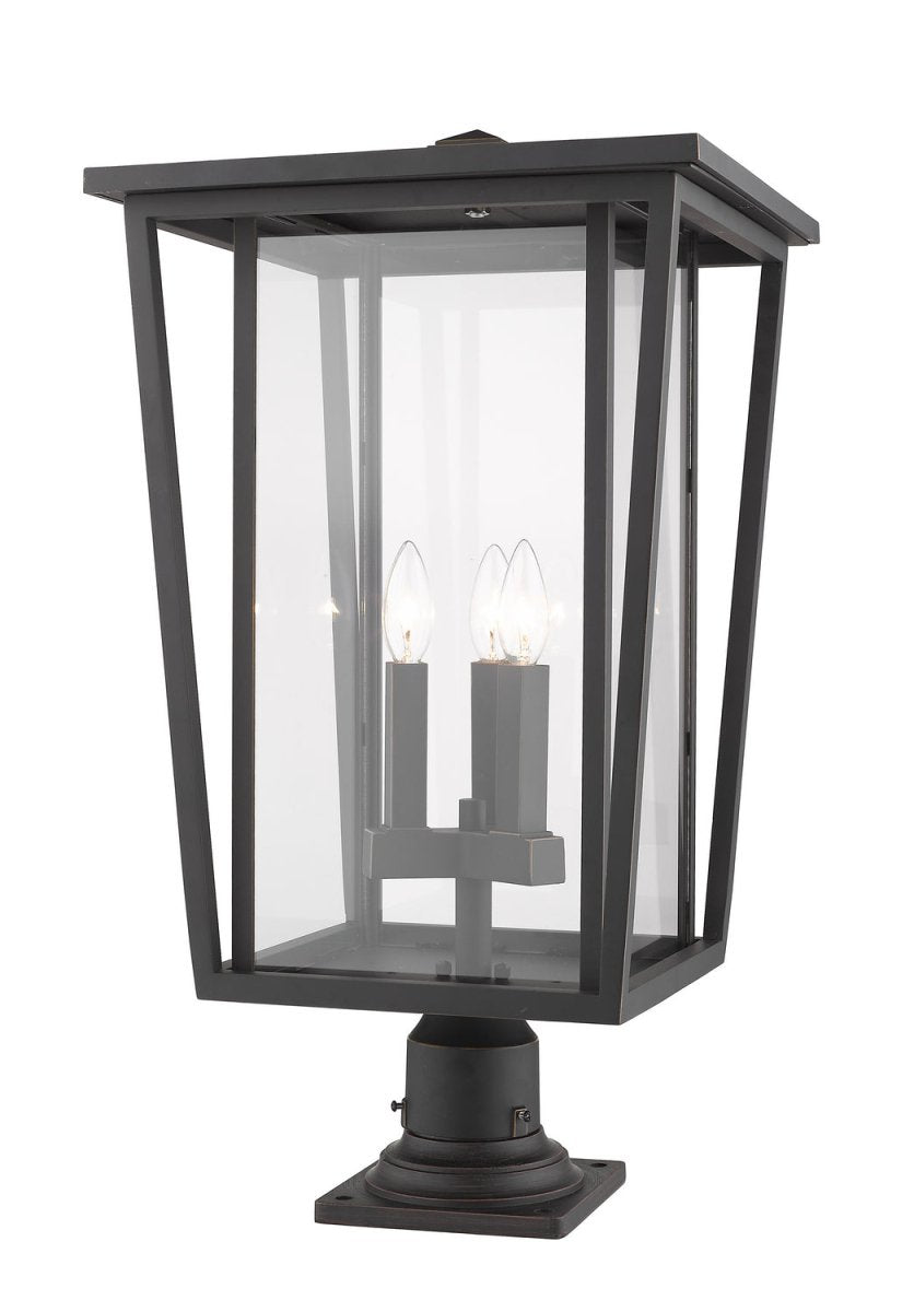 Lanterne extérieure sur socle Seoul - Carré Noir 18" by Z-Lite | Luminaires & cie
