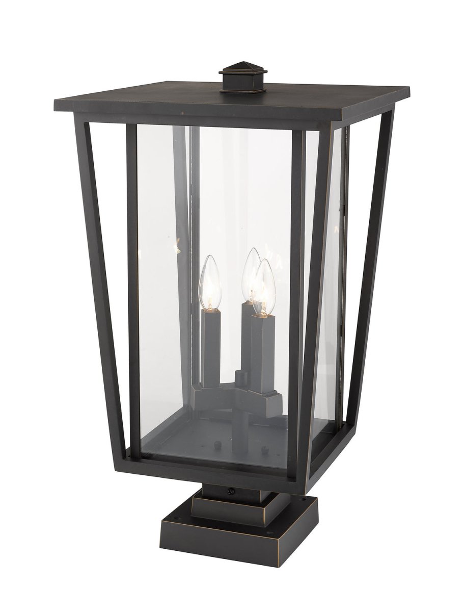 Lanterne extérieure sur socle Seoul - Carré Noir 18" by Z-Lite | Luminaires & cie