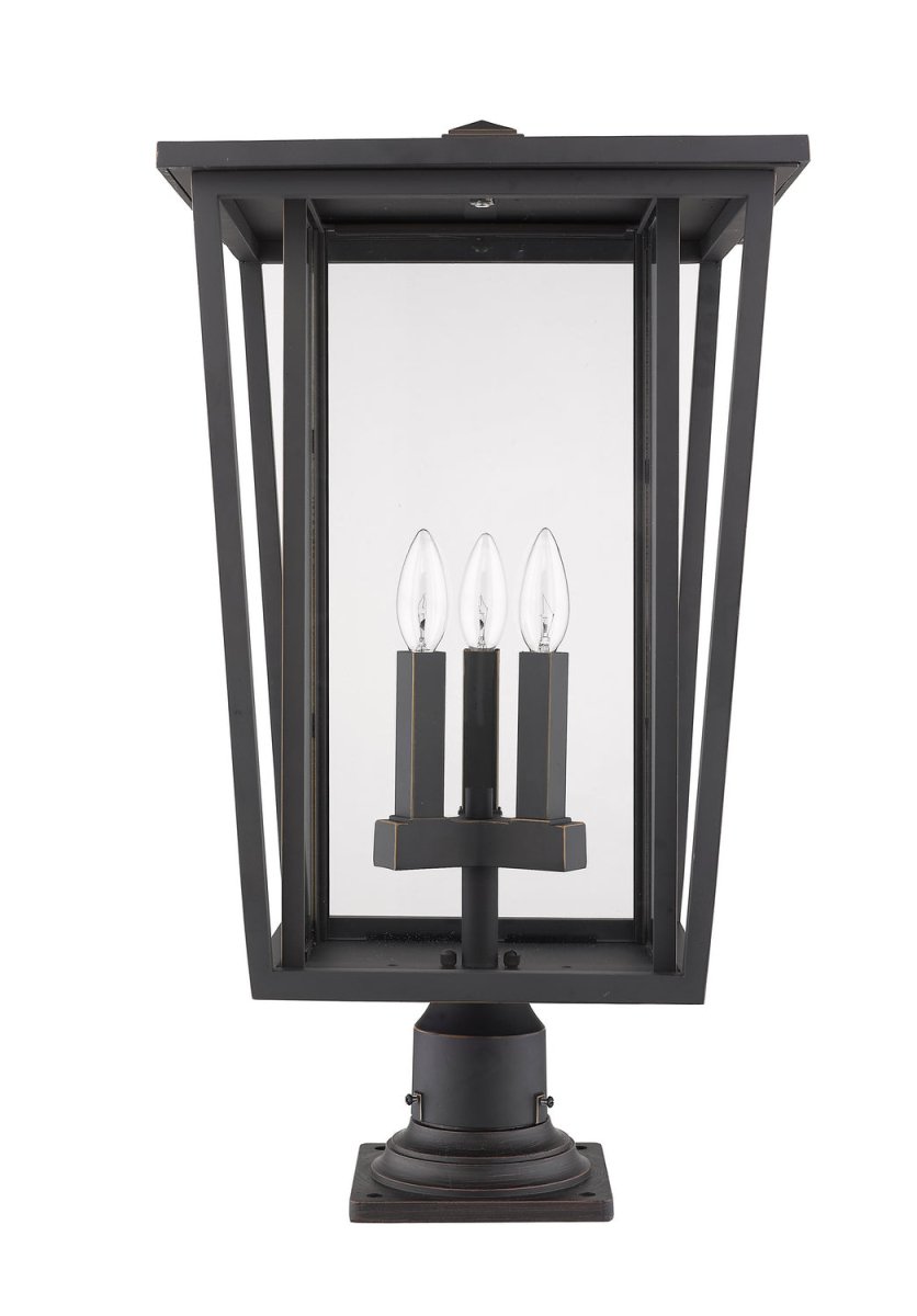 Lanterne extérieure sur socle Seoul - Carré Noir 18" by Z-Lite | Luminaires & cie