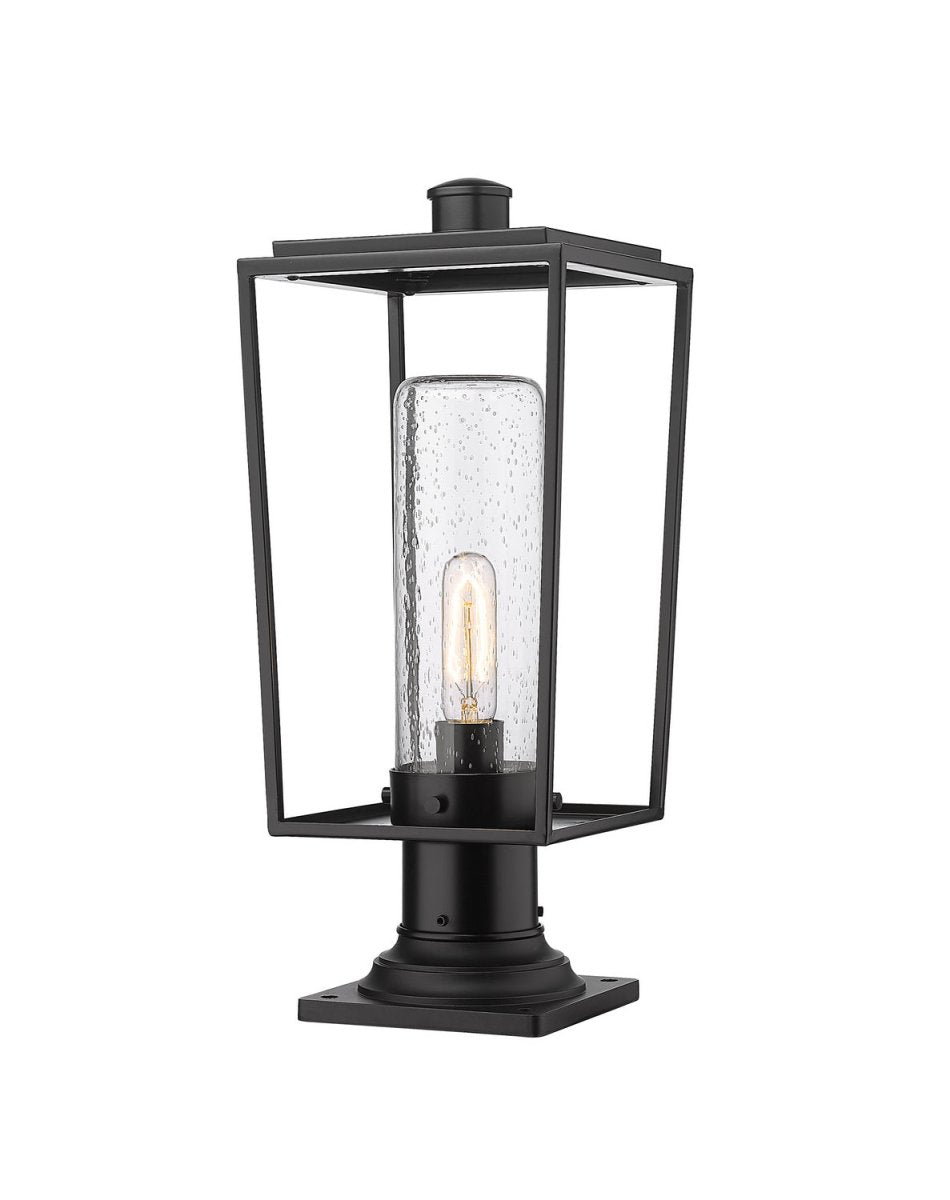 Lanterne extérieure sur socle Sheridan - Carré 8" Grené transparent by Z-Lite | Luminaires & cie