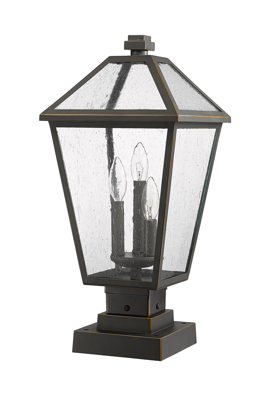 Lanterne extérieure sur socle Talbot Carré, Bronze huilé, 10" – vue 5