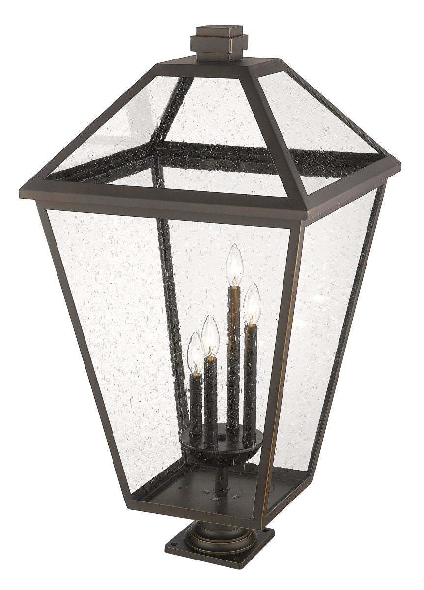 Lanterne extérieure sur socle Talbot - Carré Bronze huilé 19 1/2" by Z-Lite | Luminaires & cie
