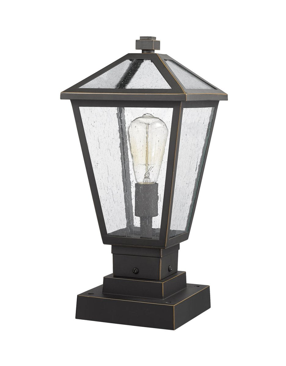 Lanterne extérieure sur socle Talbot - Carré Bronze huilé 19 1/2" by Z-Lite | Luminaires & cie