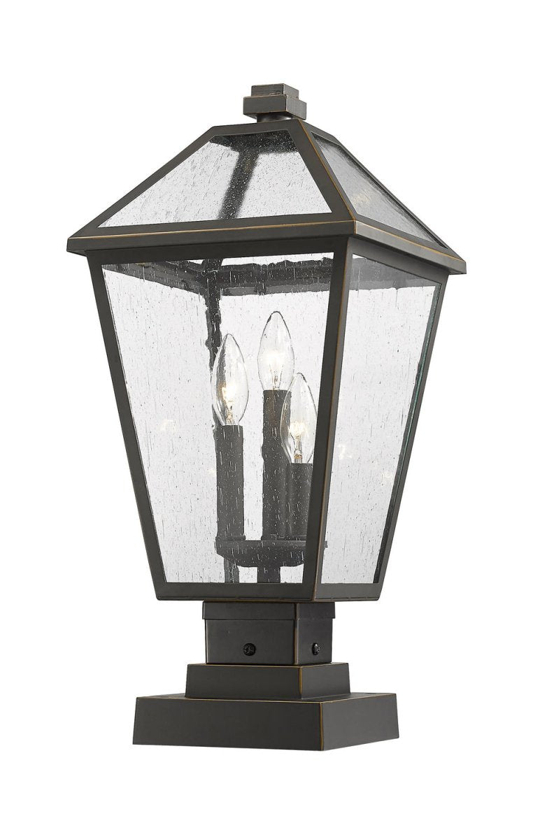 Lanterne extérieure sur socle Talbot - Carré Bronze huilé 19 1/2" by Z-Lite | Luminaires & cie