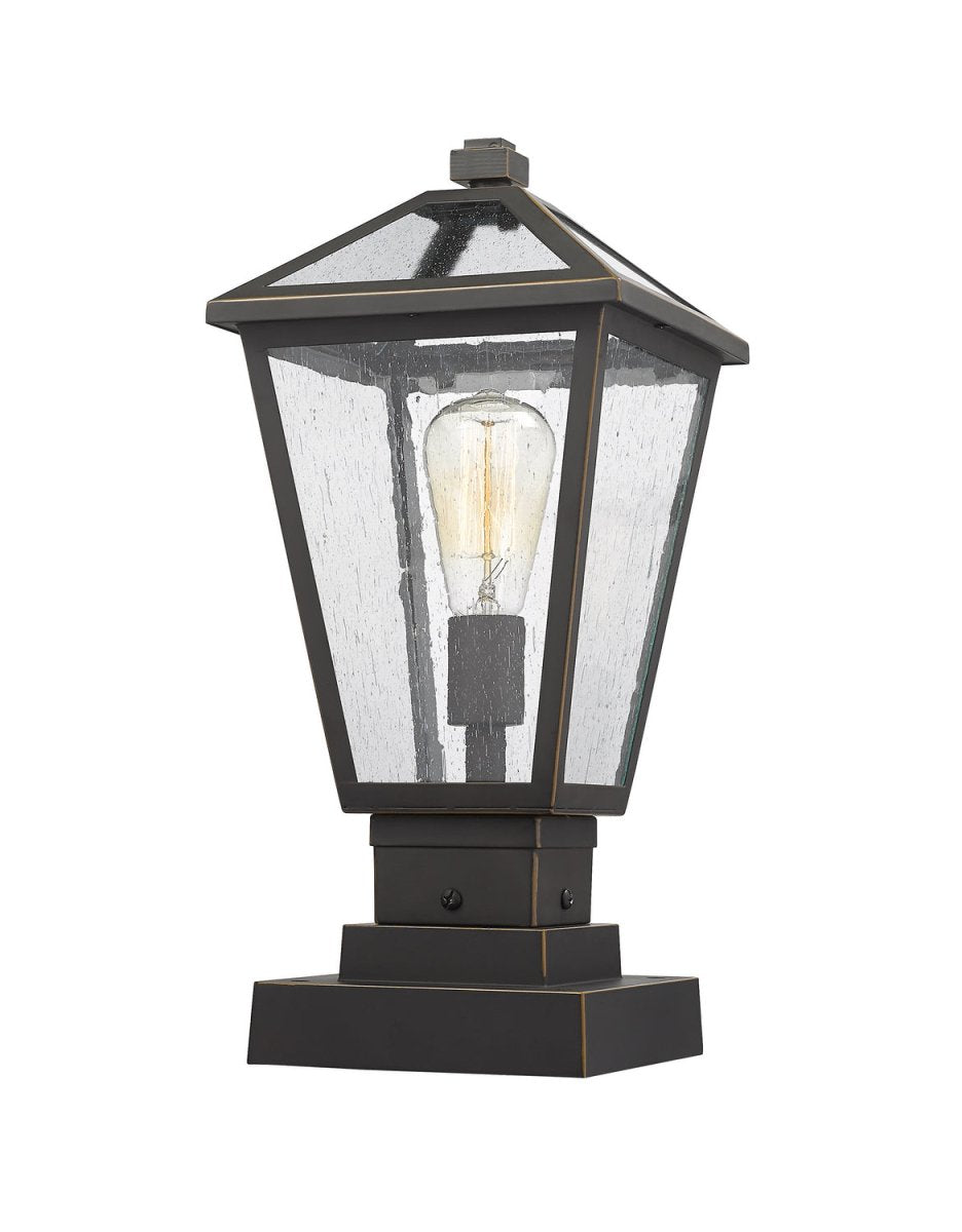 Lanterne extérieure sur socle Talbot - Carré Bronze huilé 19 1/2" by Z-Lite | Luminaires & cie