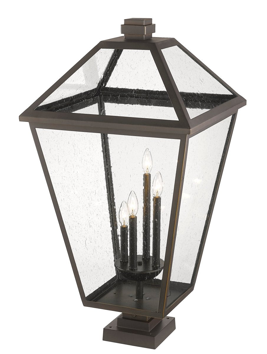 Lanterne extérieure sur socle Talbot - Carré Bronze huilé 19 1/2" by Z-Lite | Luminaires & cie