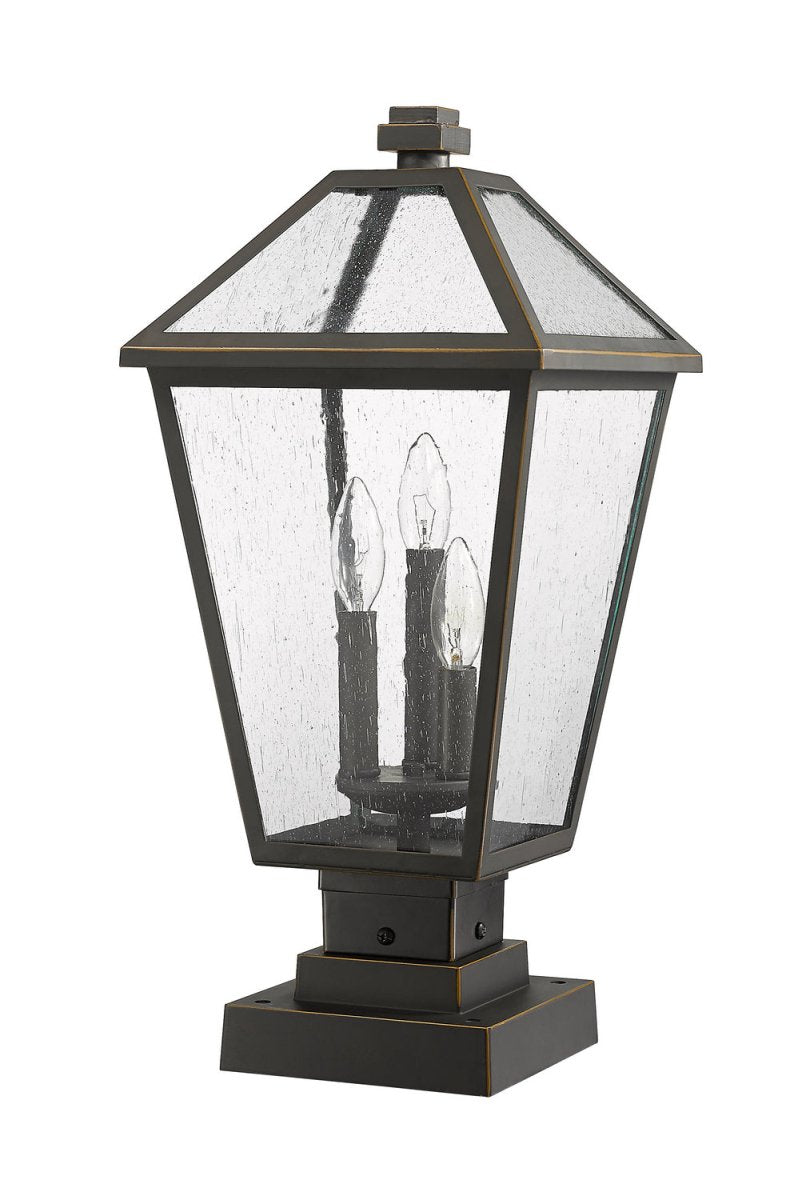 Lanterne extérieure sur socle Talbot - Carré Bronze huilé 19 1/2" by Z-Lite | Luminaires & cie