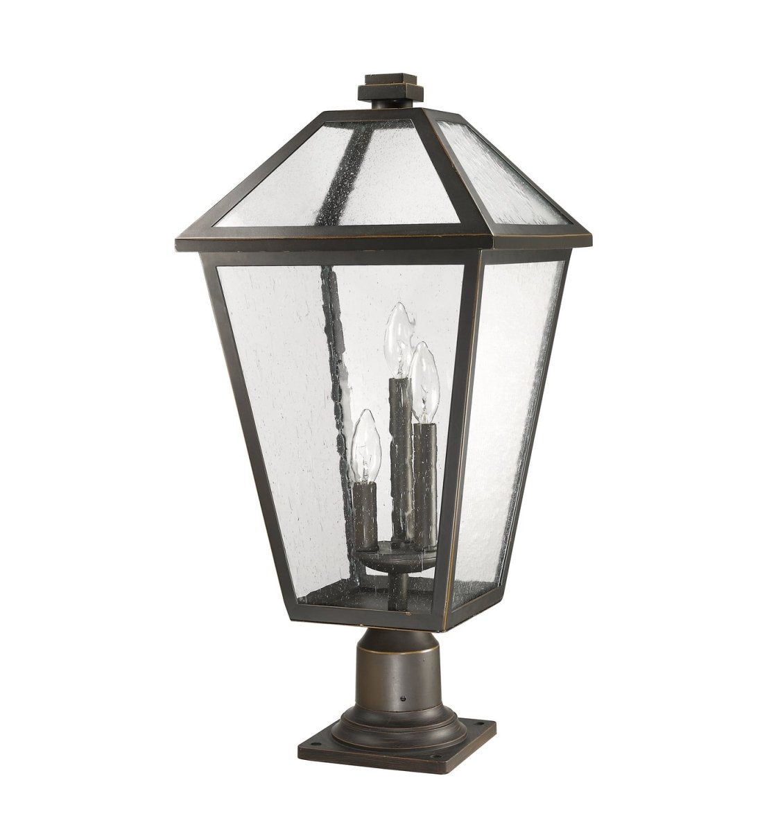 Lanterne extérieure sur socle Talbot - Carré Bronze huilé 19 1/2" by Z-Lite | Luminaires & cie