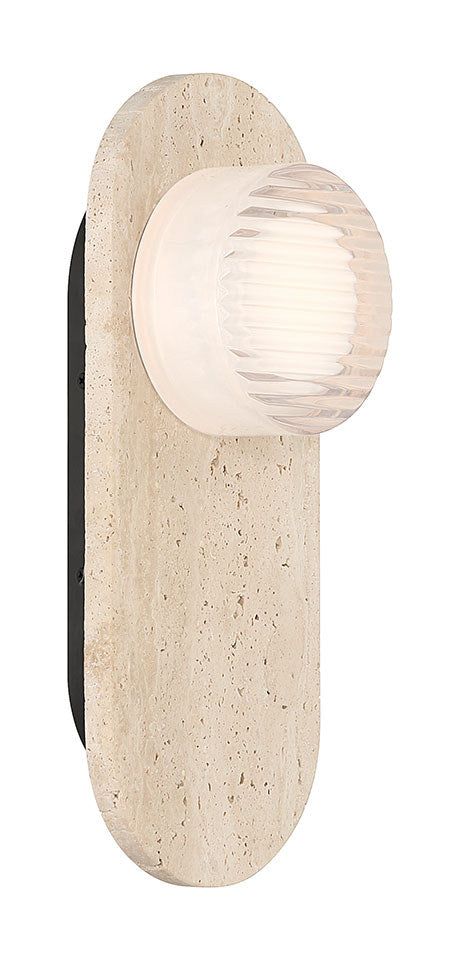 Lanterne murale extérieure Sternn Travertin, Verre strié transparent – vue 2