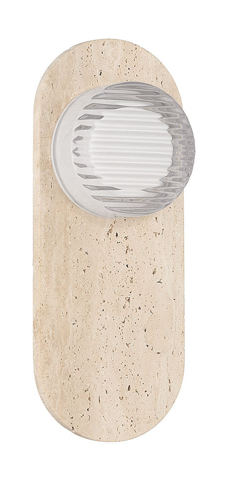 Lanterne murale extérieure Sternn Travertin, Verre strié transparent – vue 5