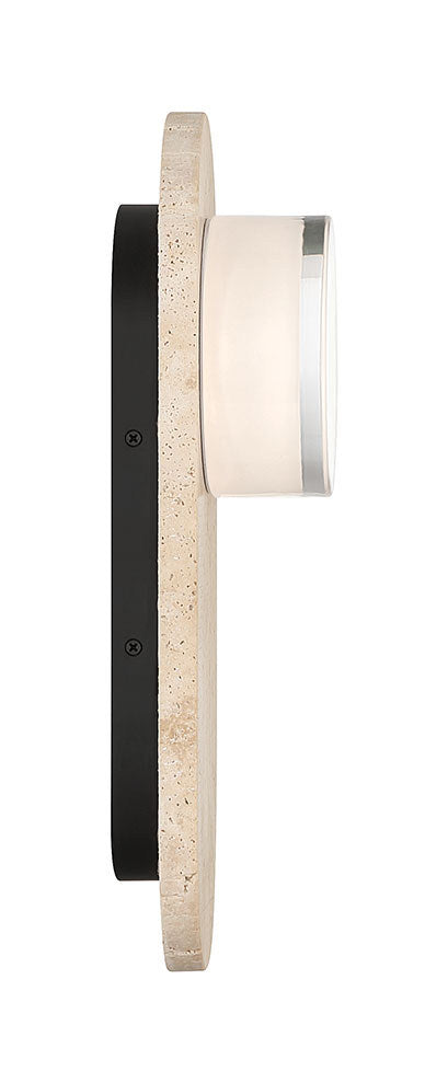 Lanterne murale extérieure Sternn Travertin, Verre transparent lisse – vue 3