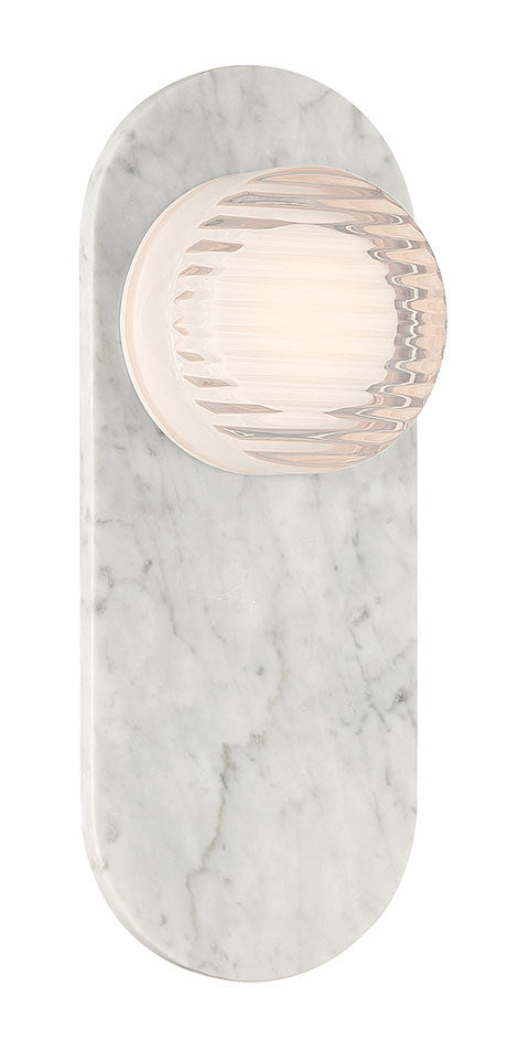 Lanterne murale extérieure Sternn Blanc marbre, Verre strié transparent – Eurofase