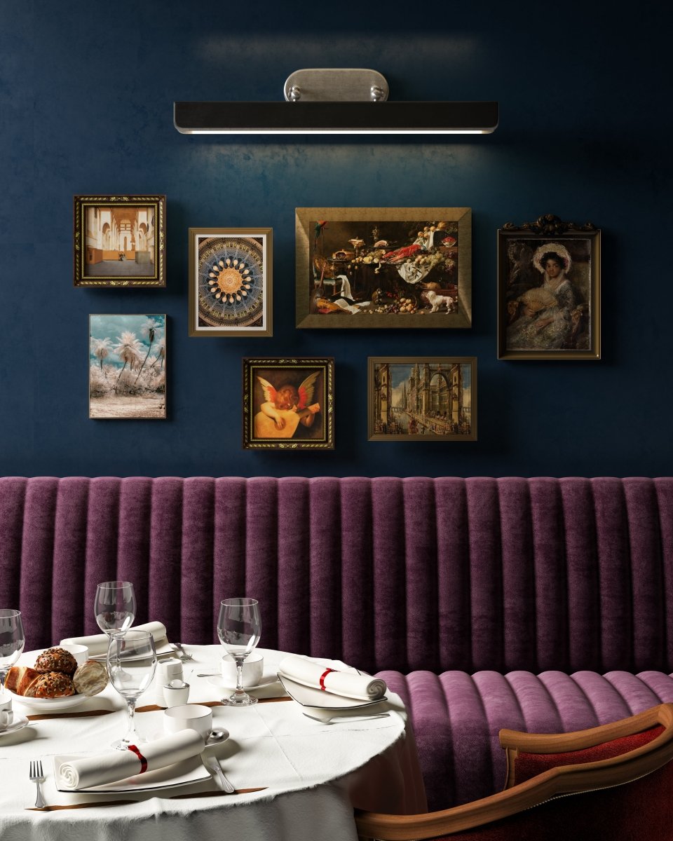 Lumière de tableau Valise Picture - Cuir de nickel / smoking âgé 12" by Alora Lighting | Luminaires & cie