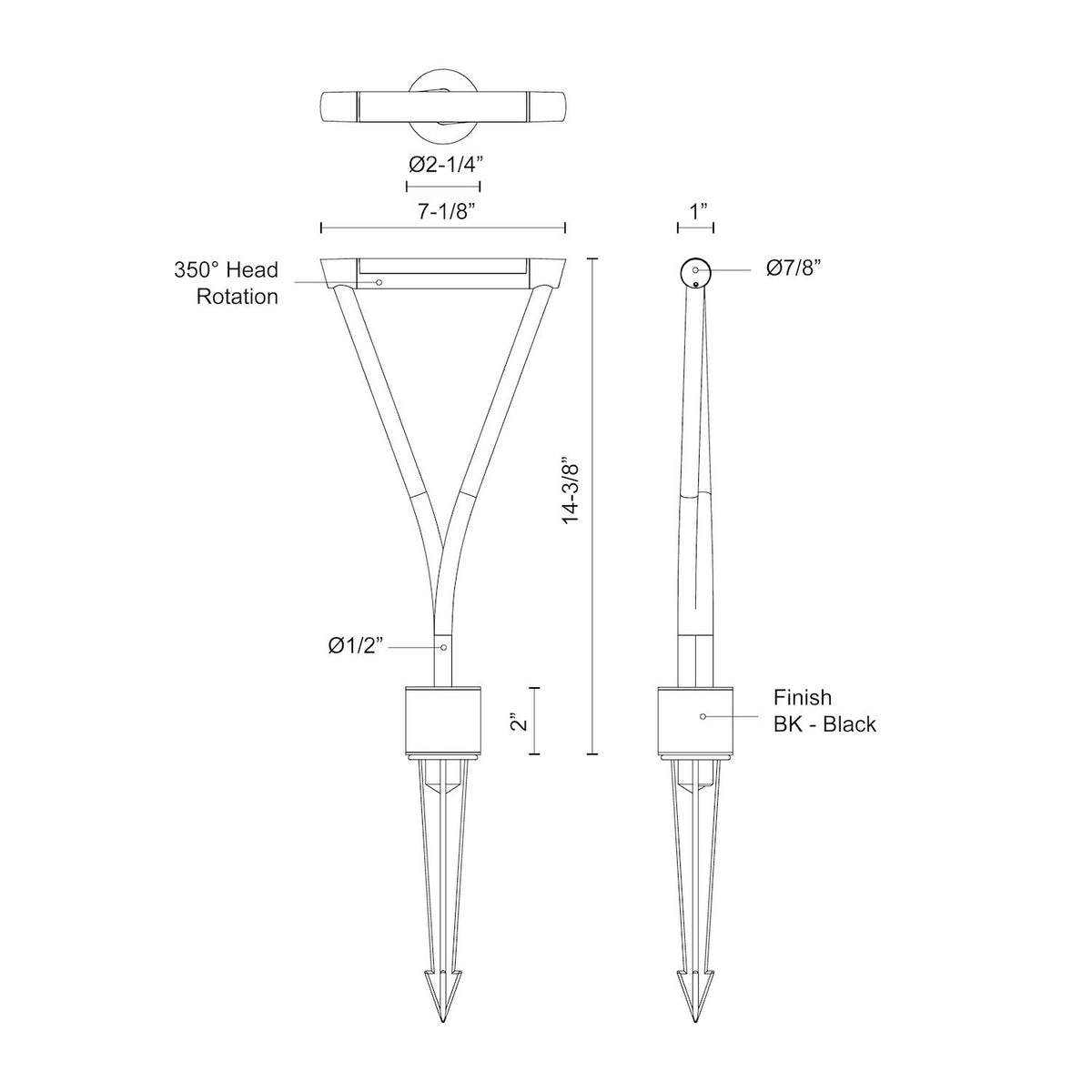 Luminaire de sentier Maro 14 3/8" – vue 2