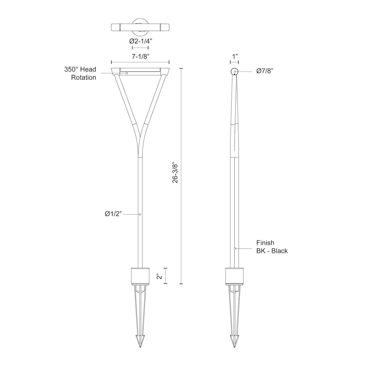 Luminaire de sentier Maro 26 3/8" – vue 2