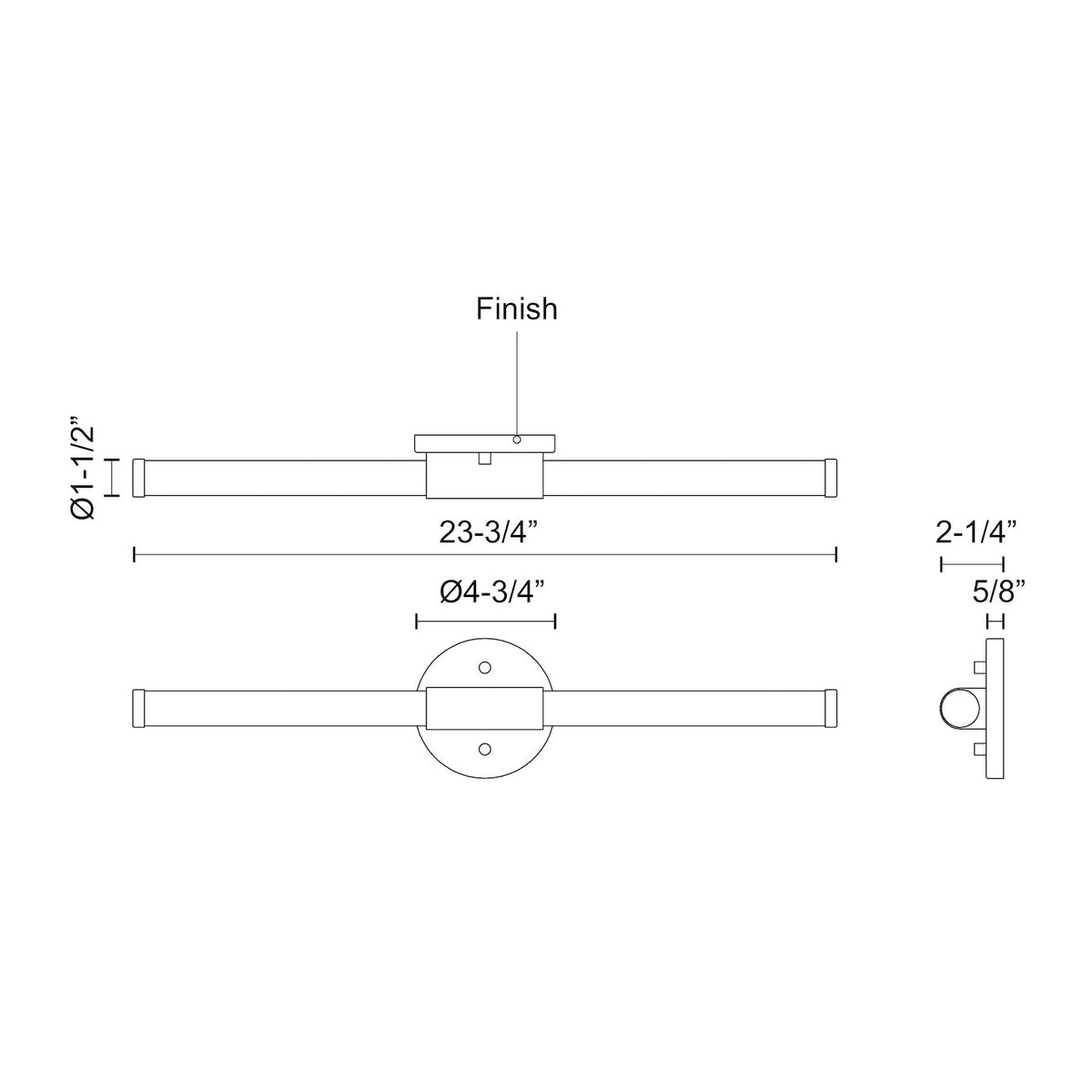 Barre d'éclairage de salle de bain Akari Noir, 23 3/4" – vue 3