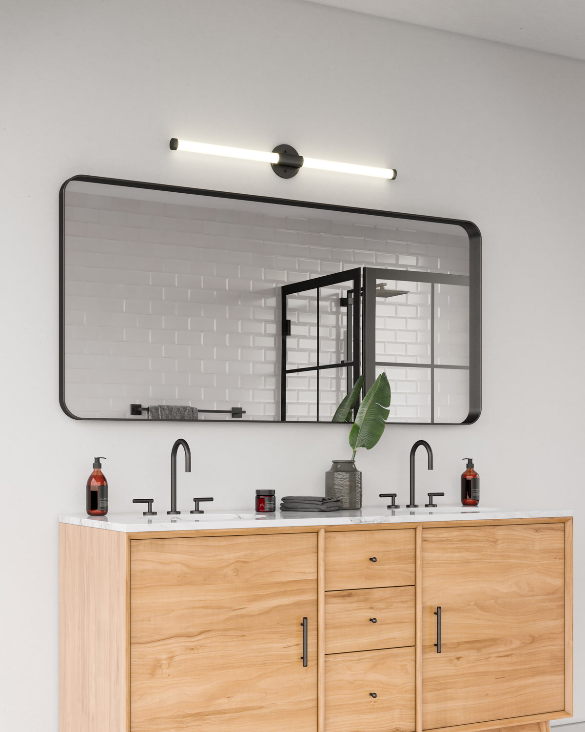 Barre d'éclairage de salle de bain Akari Noir, 35 1/2" – vue 3