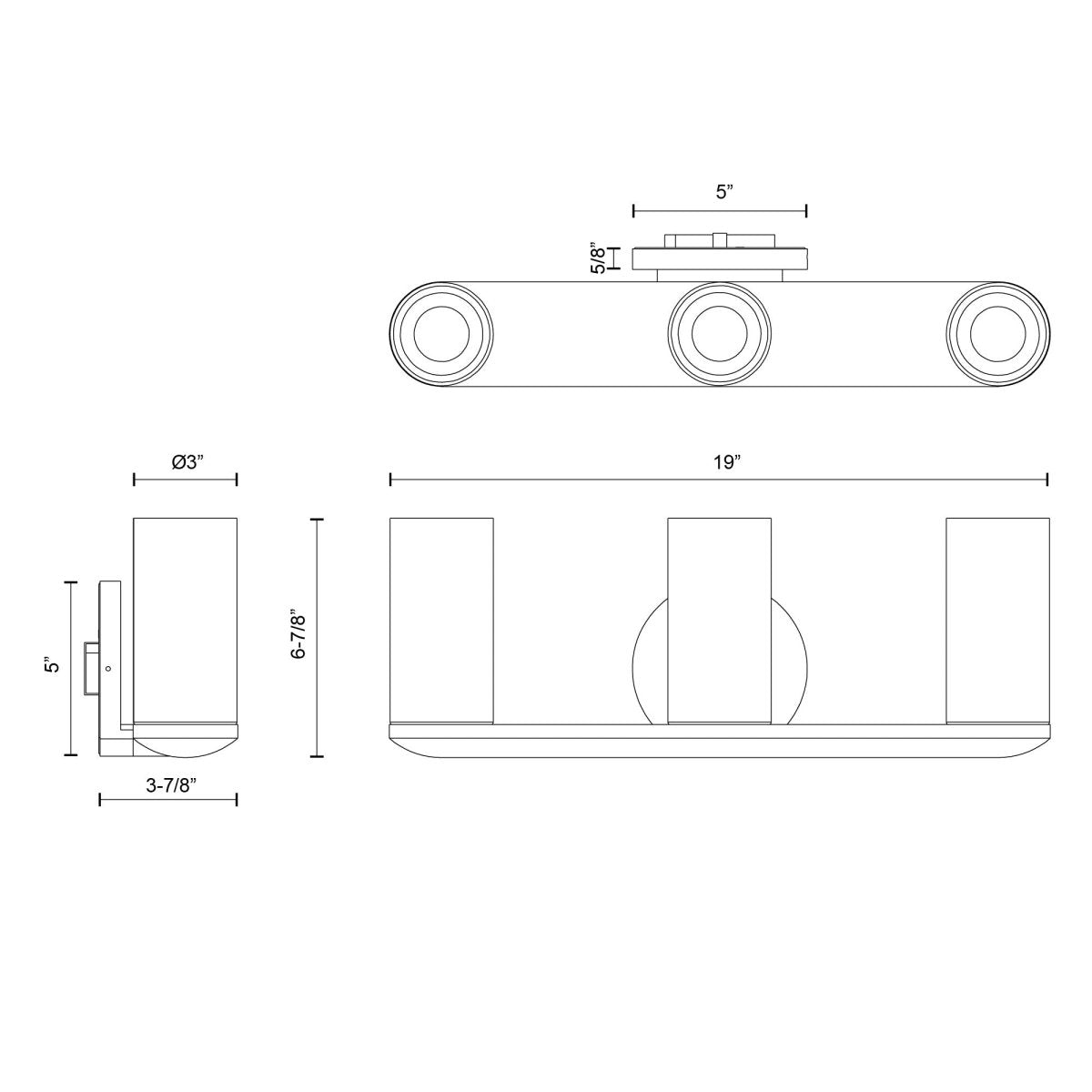 Luminaire de vanité Birch - Or / clair brossé 19" by Kuzco Lighting | Luminaires & cie