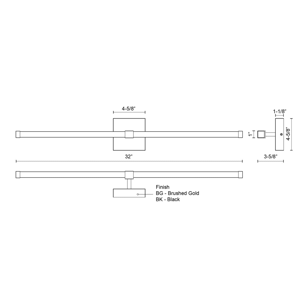 Barre d'éclairage de salle de bain Blade Or brossé, 32" – vue 2