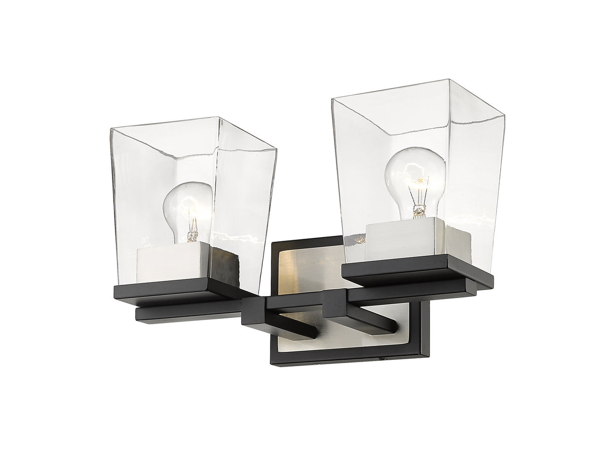 Luminaire de vanité Bleeker Street Noir mat + Nickel brossé, 14" – vue 2