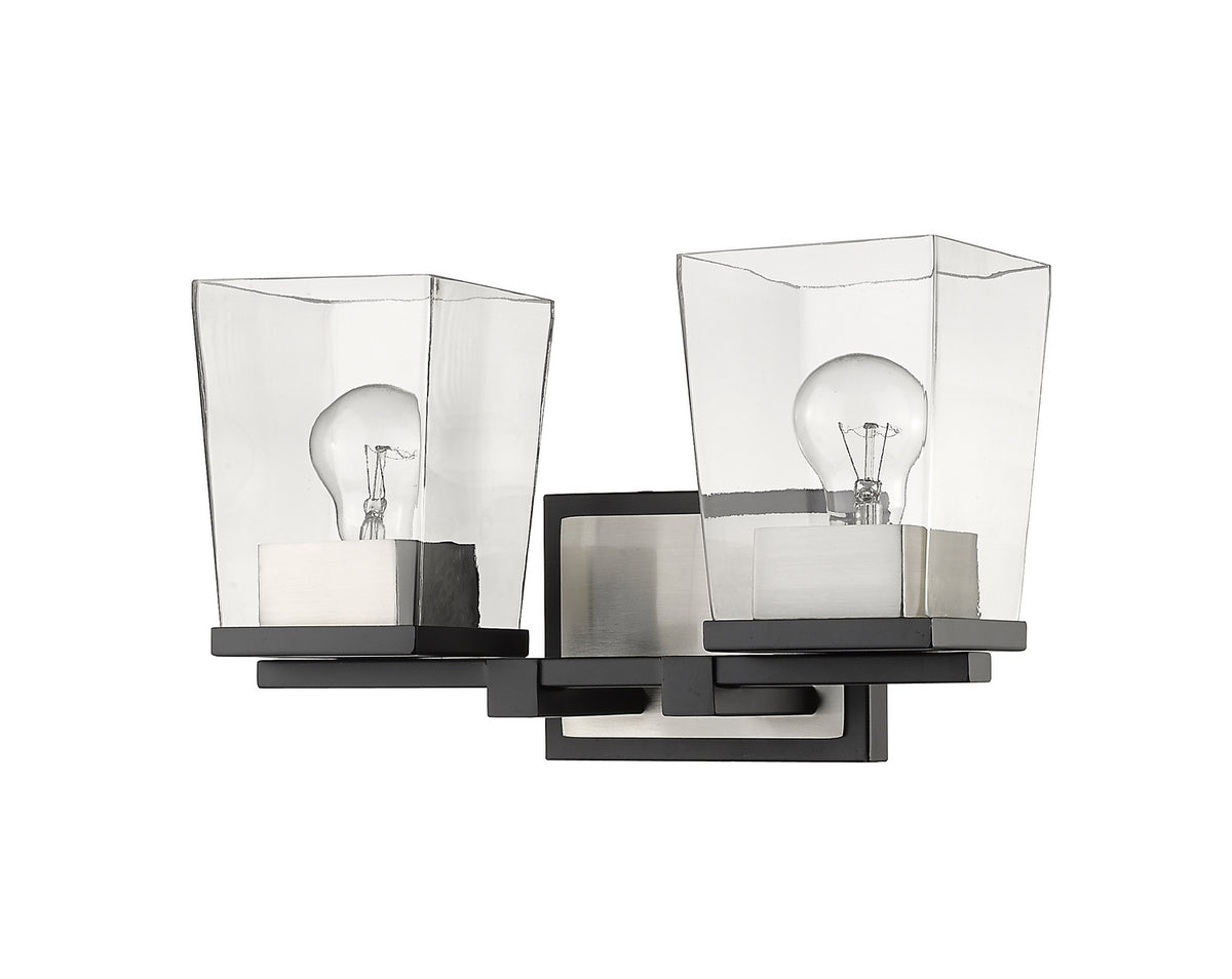 Luminaire de vanité Bleeker Street Noir mat + Nickel brossé, 14" – vue 3