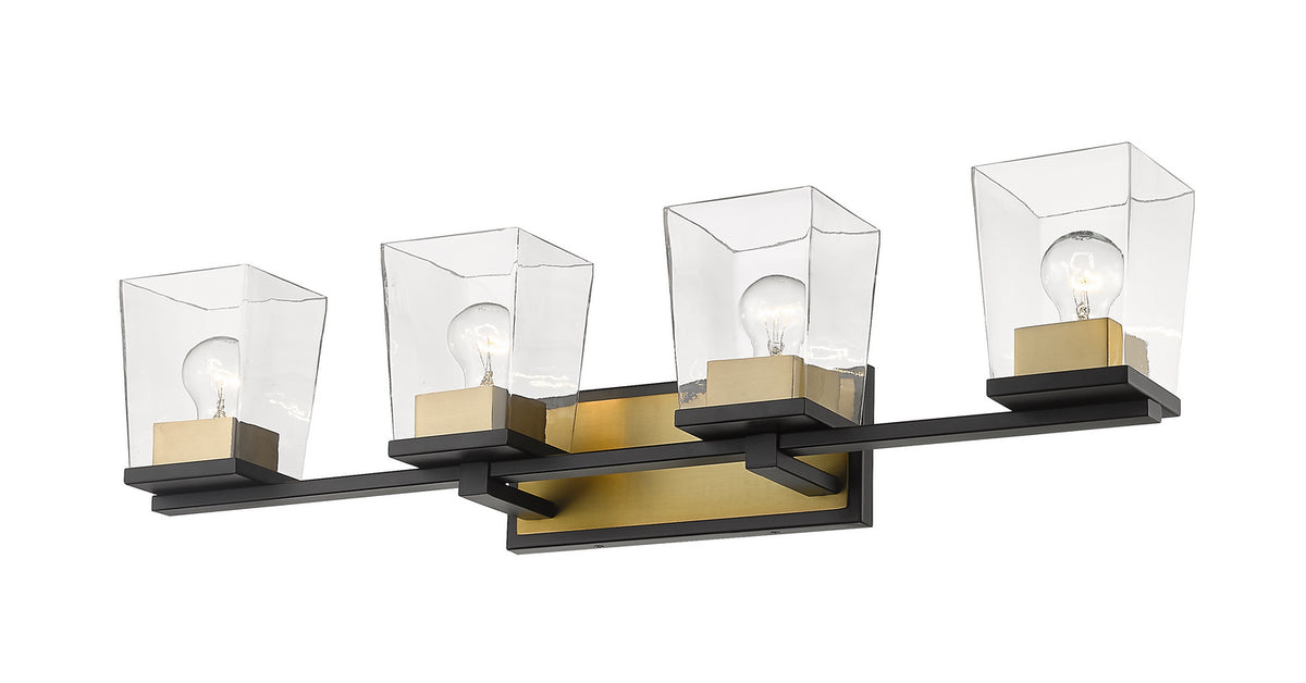 Luminaire de vanité Bleeker Street Noir mat + Laiton vieilli, 33" – vue 2