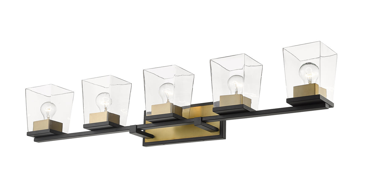 Luminaire de vanité Bleeker Street Noir mat + Laiton vieilli, 42 1/2" – vue 2
