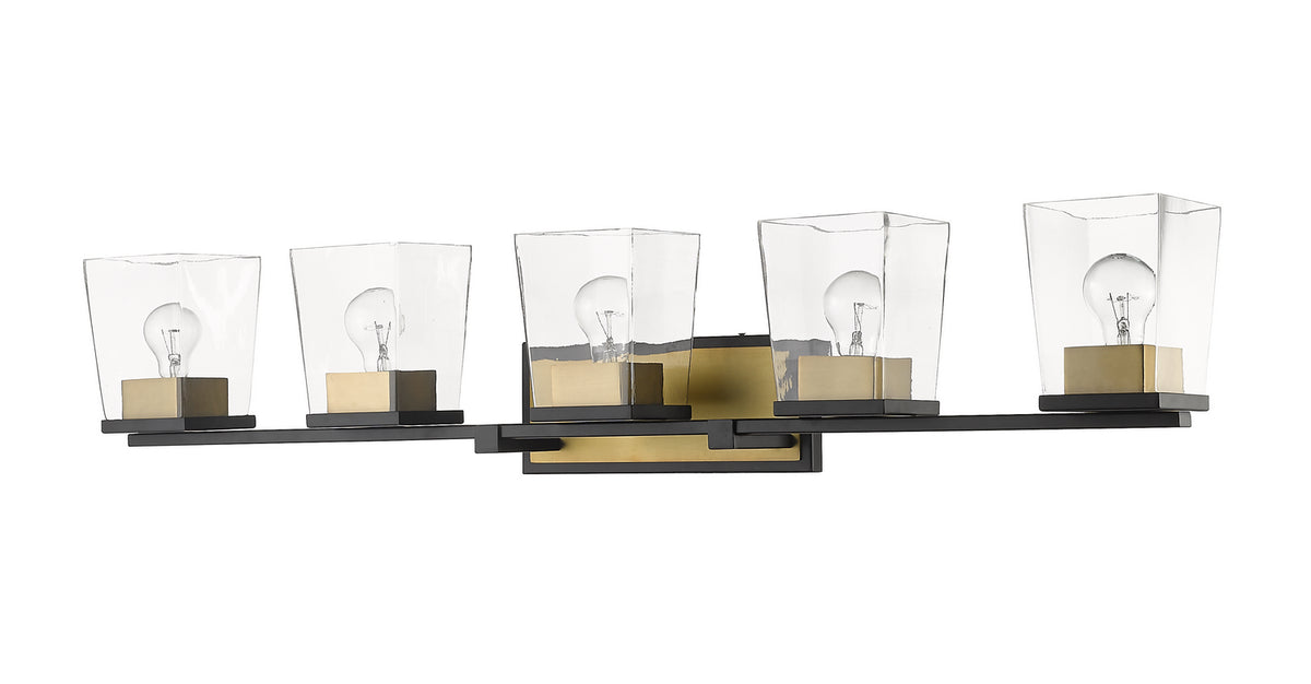 Luminaire de vanité Bleeker Street Noir mat + Laiton vieilli, 42 1/2" – vue 3