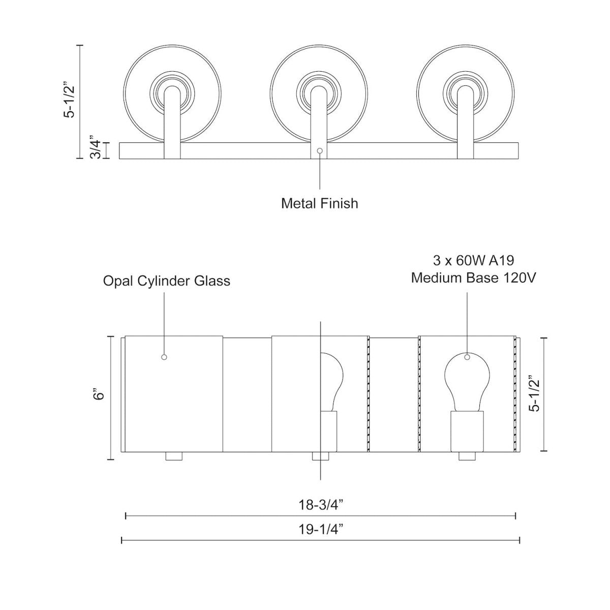 Luminaire de vanité Bridgewater - Nickel brossé 18 3/4" by Kuzco Lighting | Luminaires & cie