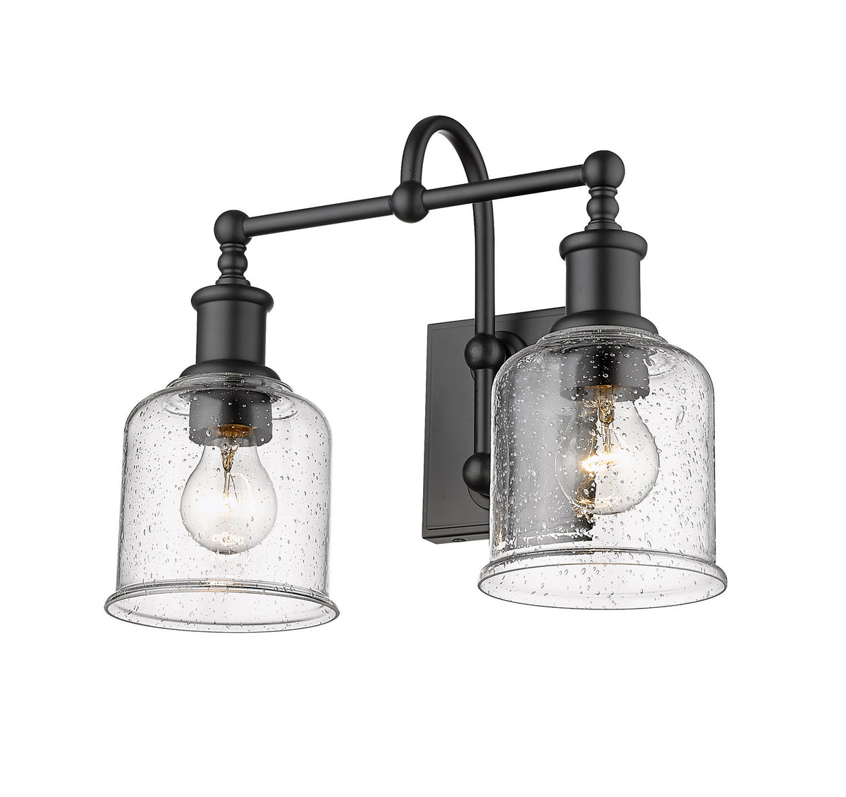 Luminaire de vanité Bryant Noir mat, Grené transparent, 16" – Z-Lite