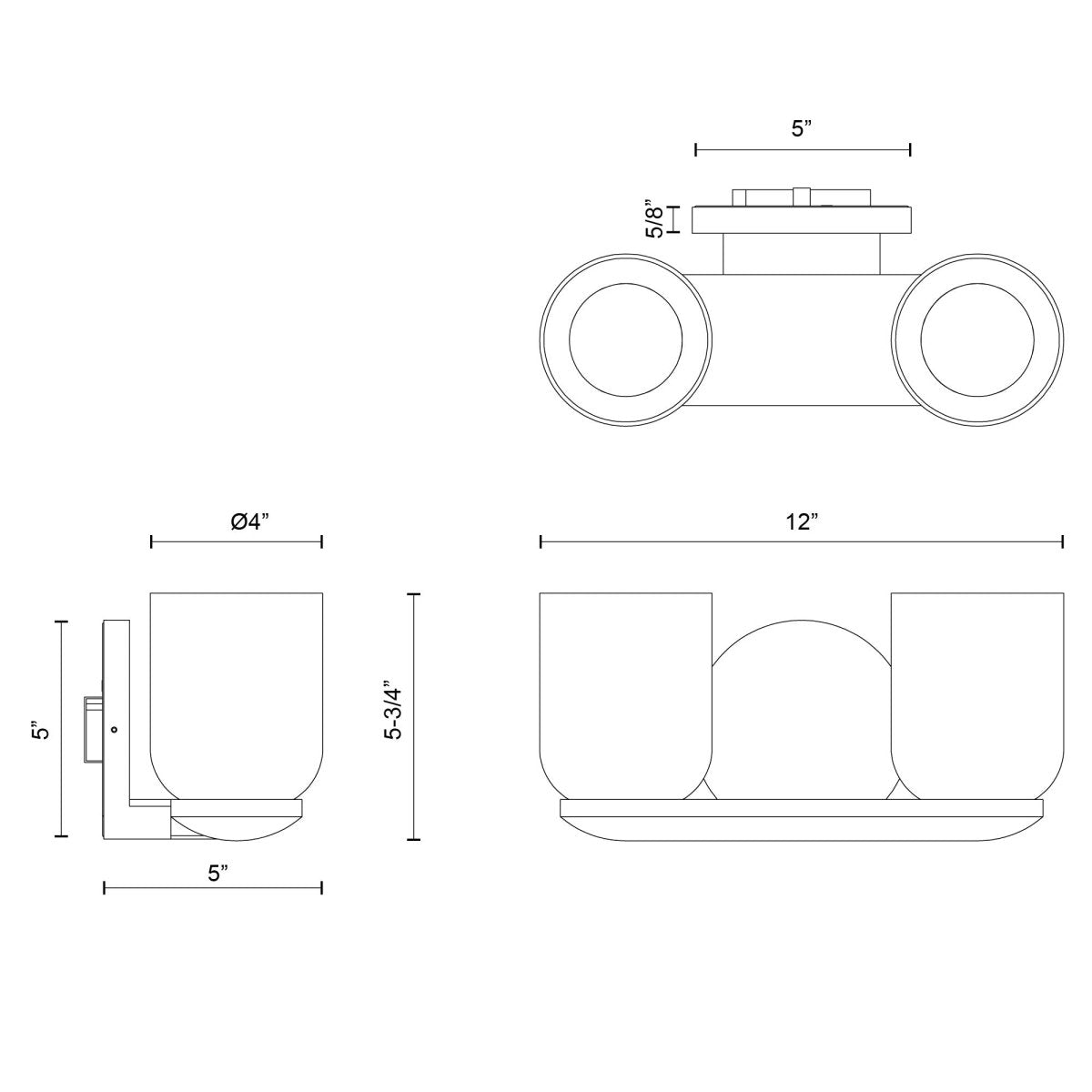 Luminaire de vanité Cedar - Or / clair brossé 12" by Kuzco Lighting | Luminaires & cie