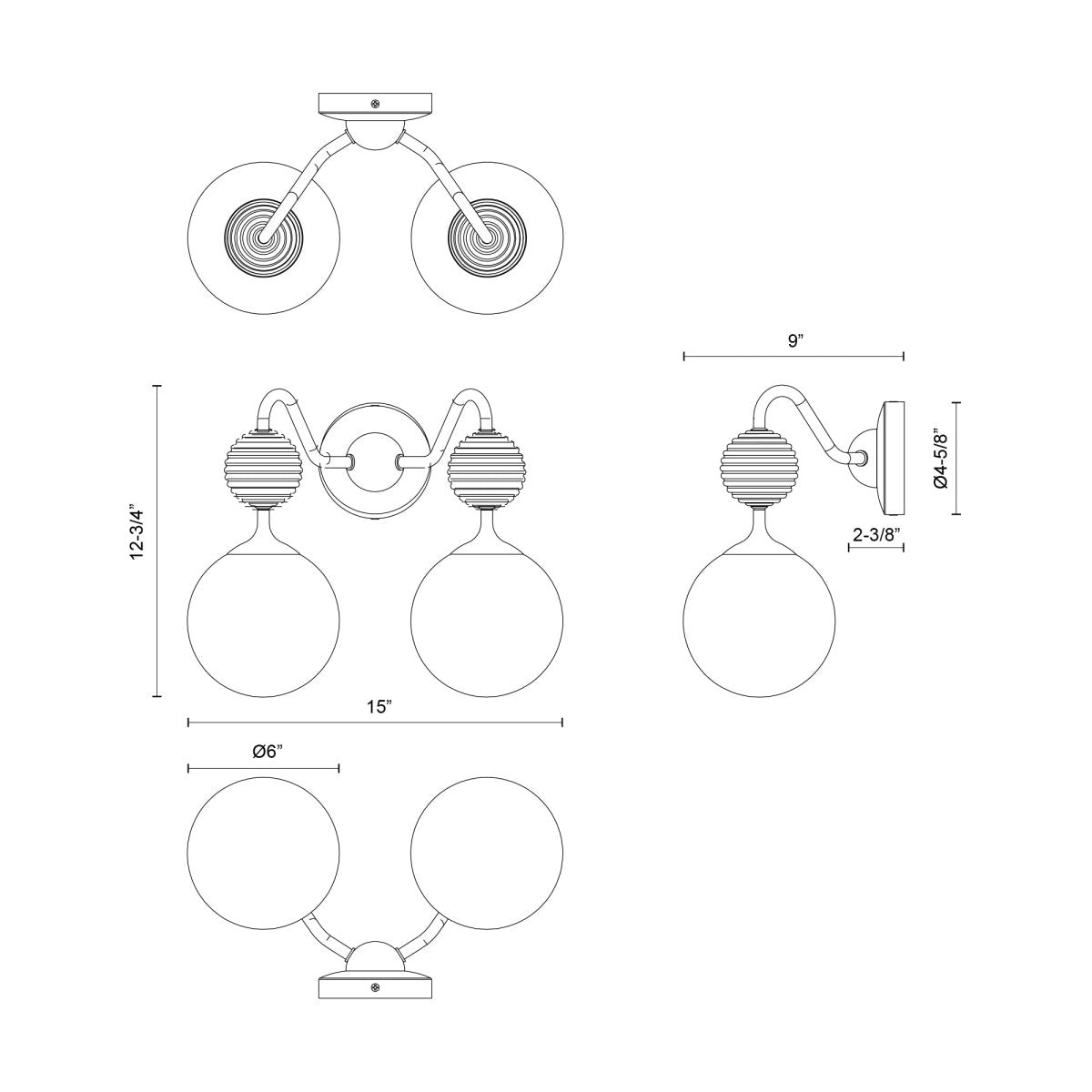 Luminaire de vanité Celia - Gold - or / Verre d'Opale by Alora Lighting | Luminaires & cie