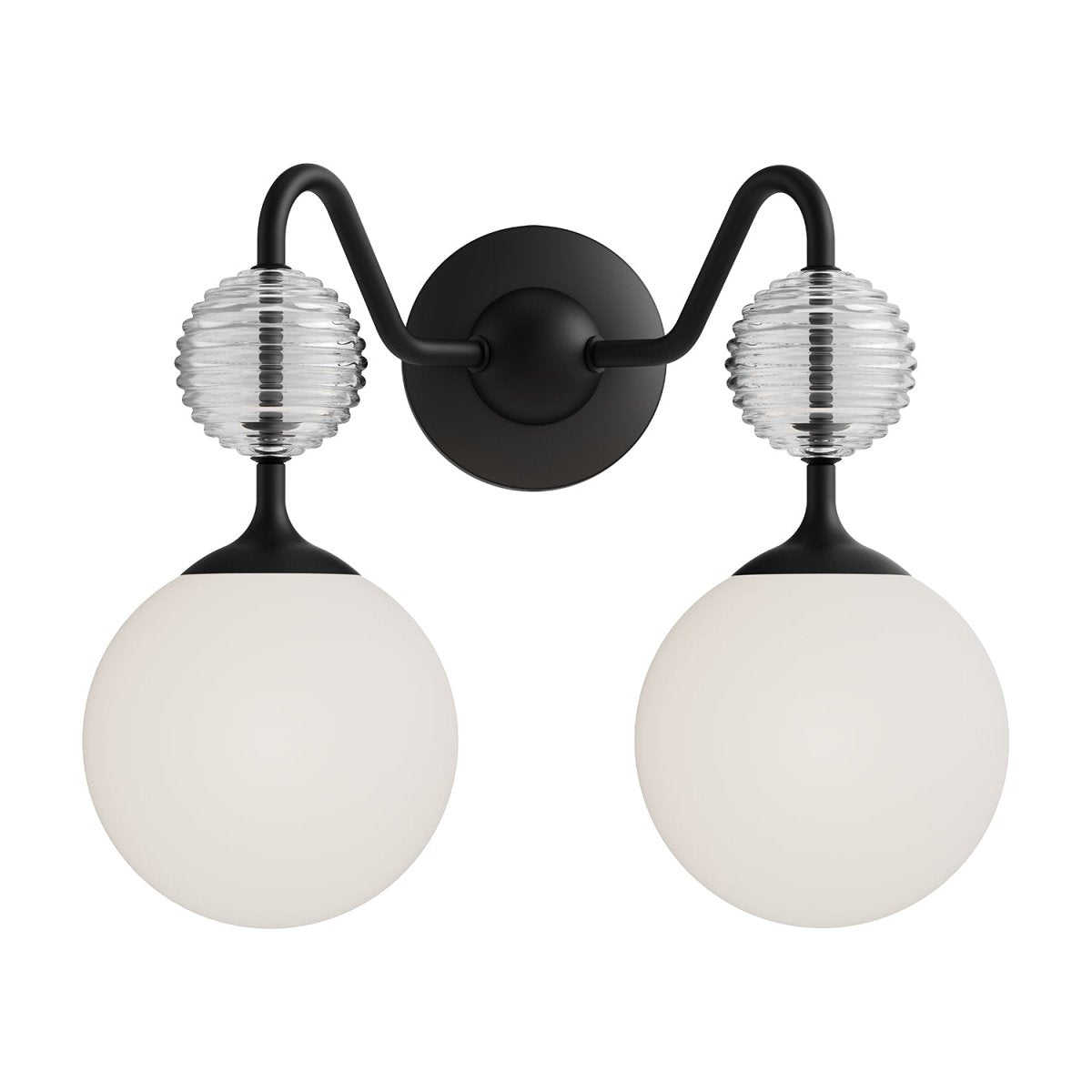 Luminaire de vanité Celia - Verre noir / opale mat by Alora Lighting | Luminaires & cie