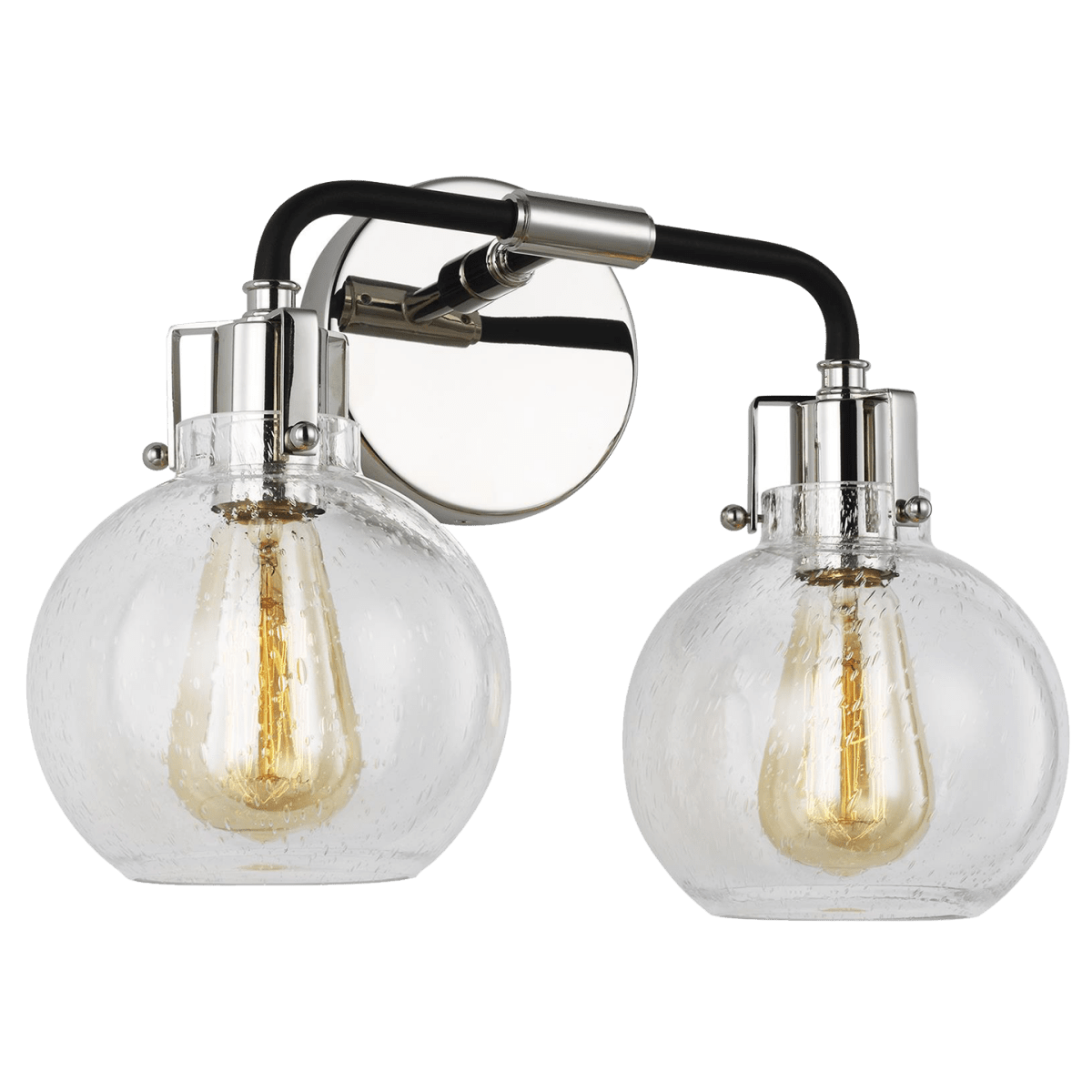 Luminaire de vanité Clara - Nickel poli / noir texturé 14 3/4" 9 5/8" by Visual Comfort Studio | Luminaires & cie