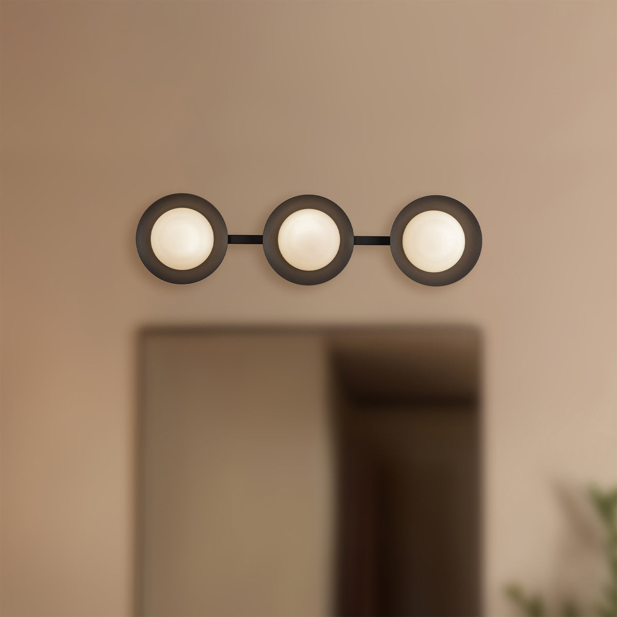 Luminaire de vanité Cleo Noir / Verre opale, Verre opale mat – vue 4